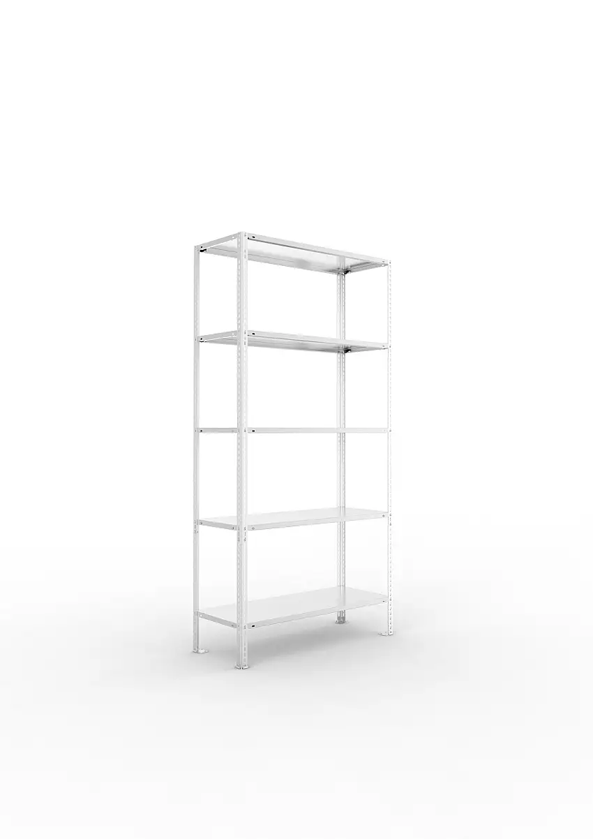 Meta Fachbodenregal Schraubsystem FIX | Grundregal | HxBxT 200x100x40cm | 5 Ebenen | Fachlast 80kg | Einseitig nutzbar | Verzinkt