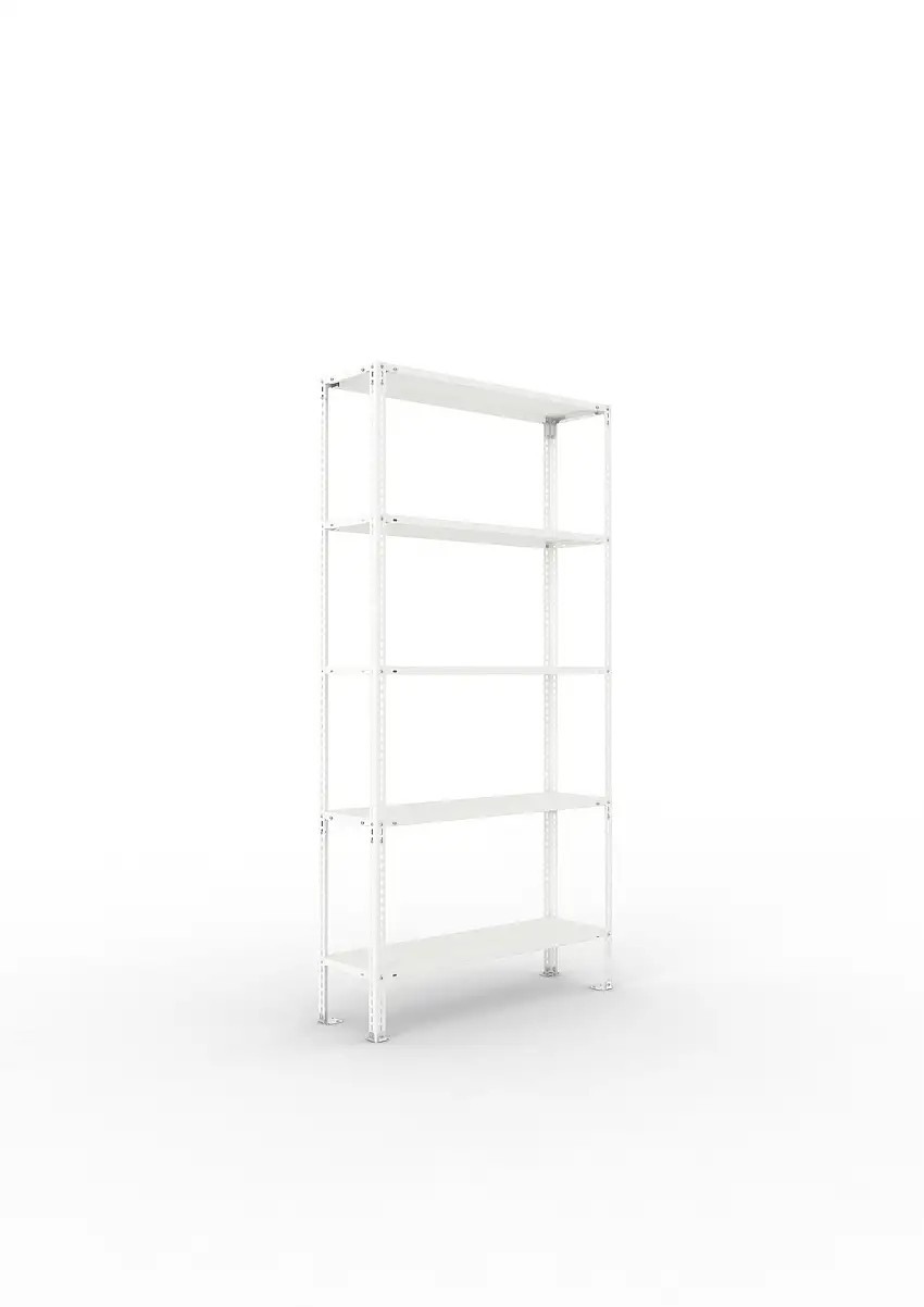 Meta Fachbodenregal Schraubsystem FIX | Grundregal | HxBxT 200x100x30cm | 5 Ebenen | Fachlast 80kg | Einseitig nutzbar | Lichtgrau