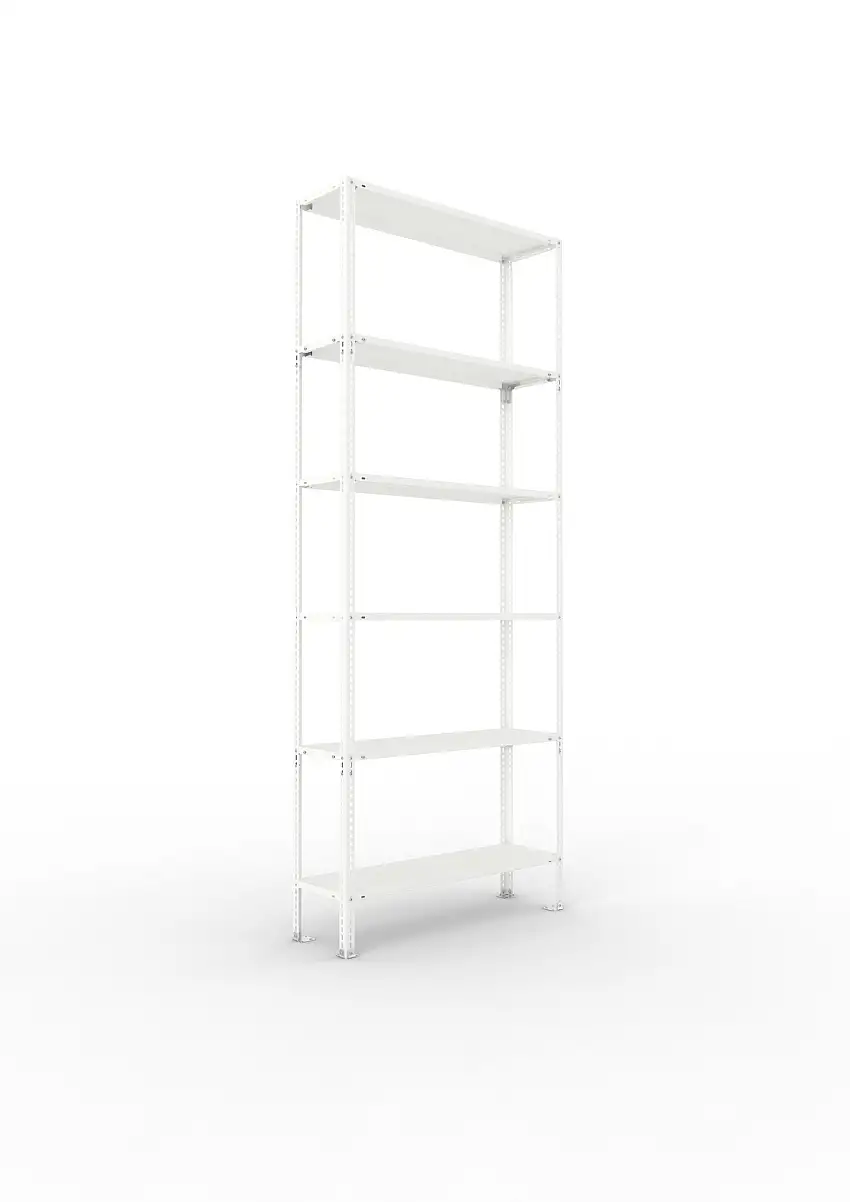 Meta Fachbodenregal Schraubsystem FIX | Grundregal | HxBxT 250x100x30cm | 6 Ebenen | Fachlast 80kg | Einseitig nutzbar | Lichtgrau