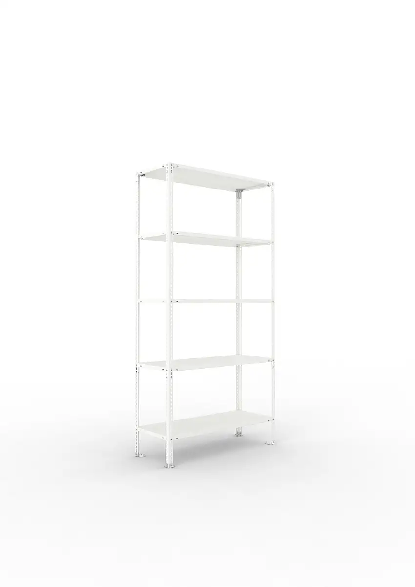 Meta Fachbodenregal Schraubsystem FIX | Grundregal | HxBxT 200x100x40cm | 5 Ebenen | Fachlast 80kg | Einseitig nutzbar | Lichtgrau