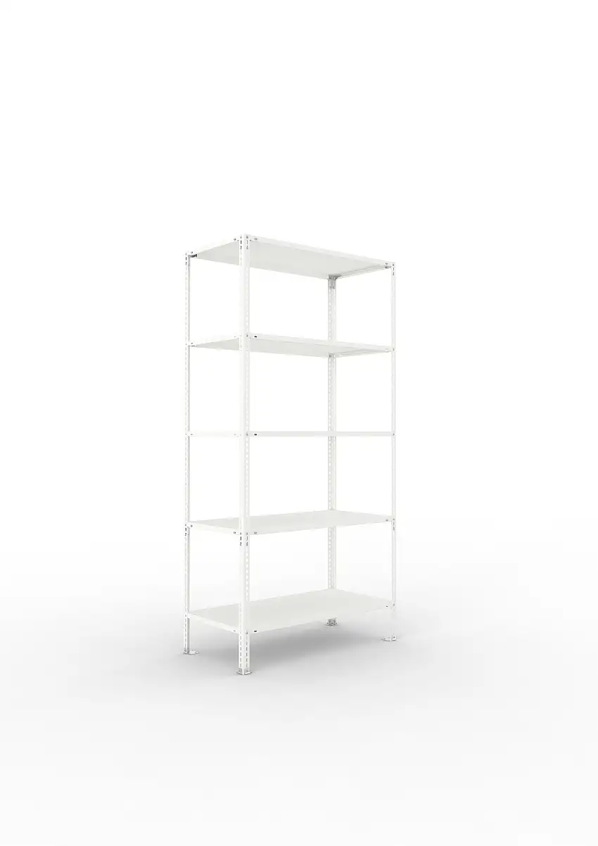 Meta Fachbodenregal Schraubsystem FIX | Grundregal | HxBxT 200x100x50cm | 5 Ebenen | Fachlast 80kg | Einseitig nutzbar | Lichtgrau