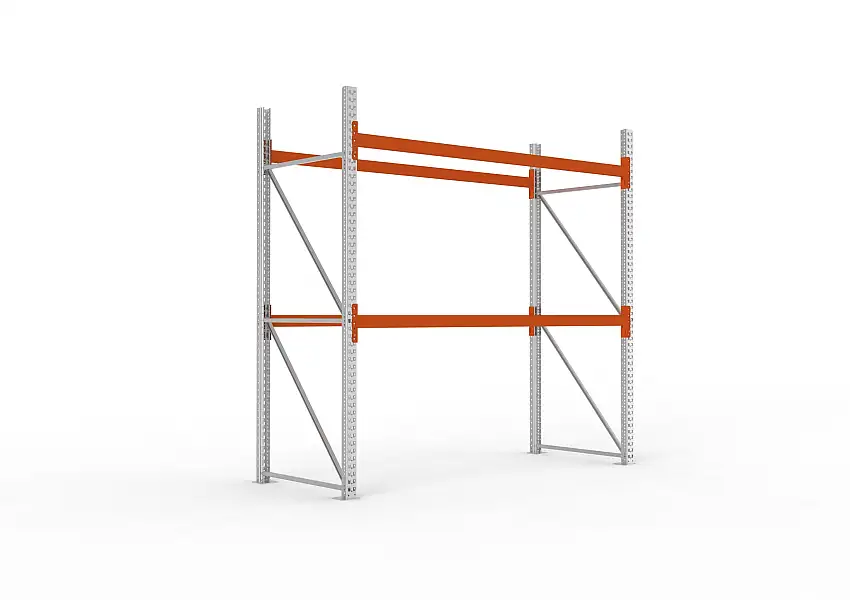 Meta Palettenregal MULTIPAL | Light-Duty | Grundregal | HxBxT 270x270x110cm | 3 Ebenen | Fachlast 1480kg | Verzinkt/Orange