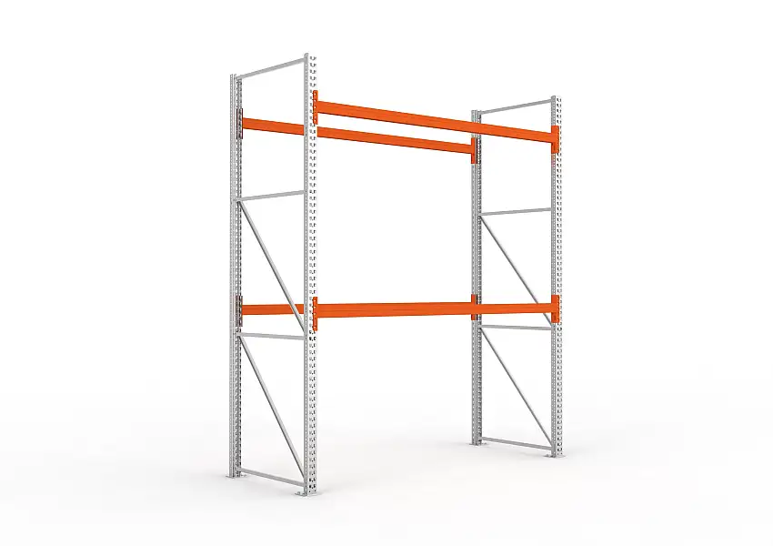 Meta Palettenregal MULTIPAL | Light-Duty | Grundregal | HxBxT 330x270x110cm | 3 Ebenen | Fachlast 1500kg | Verzinkt/Orange