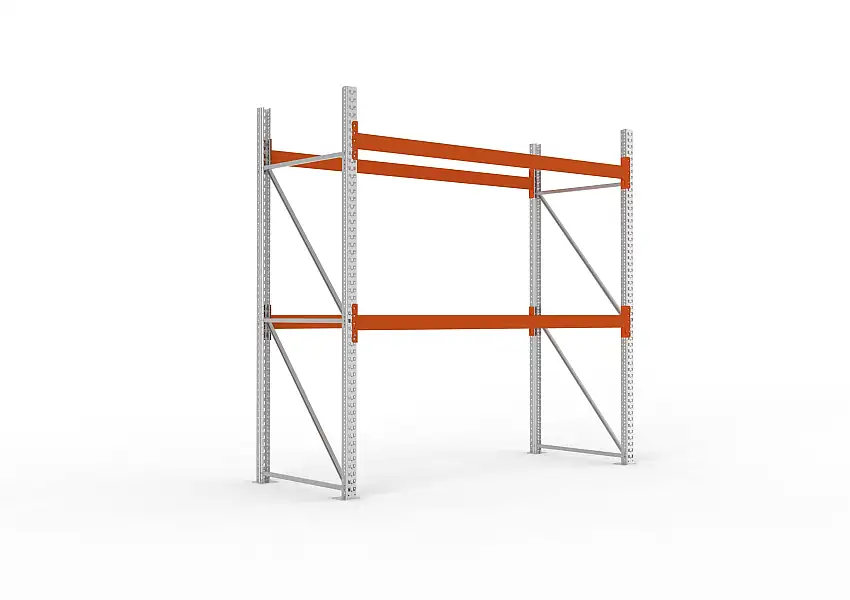 Meta Palettenregal MULTIPAL | Medium-Duty | Grundregal | HxBxT 270x270x110cm | 3 Ebenen | Fachlast 2350kg | Verzinkt/Orange