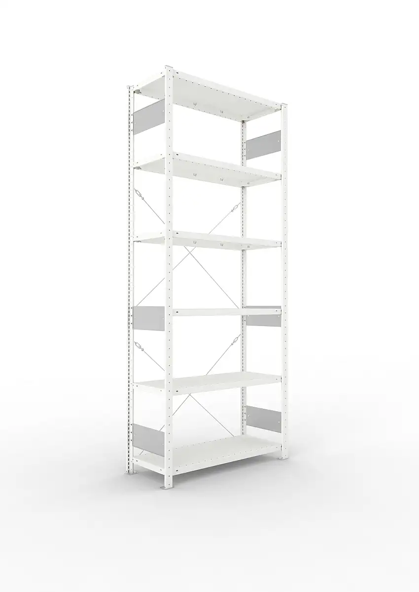 Meta Fachbodenregal Stecksystem S3 CLIP | Grundregal | HxBxT 250x100x40cm | 6 Ebenen | Fachlast 150kg | Einseitig nutzbar | Lichtgrau