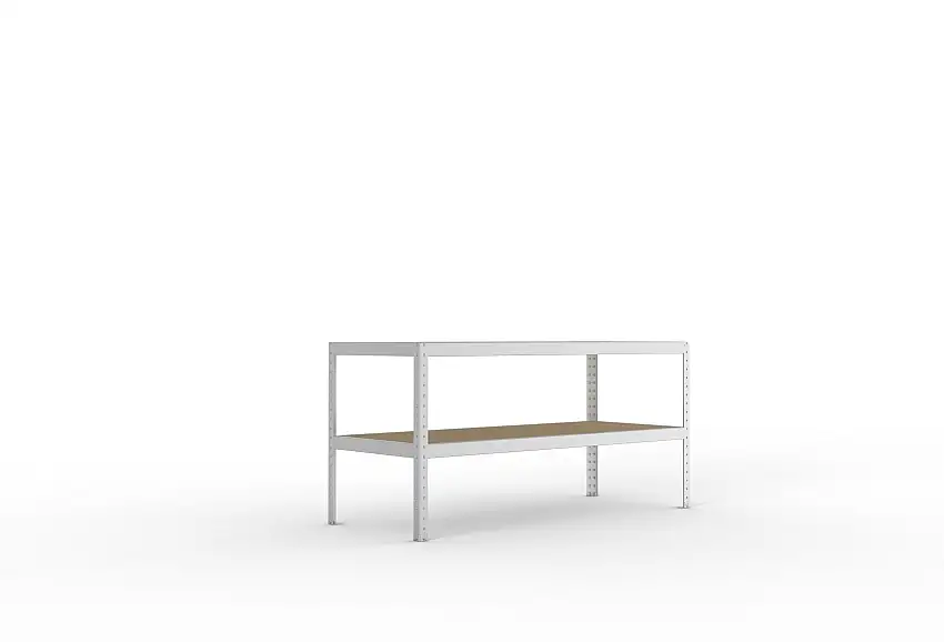 Meta Packtisch SPEED-RACK | HxBxT 97x200x80cm | 2 Ebenen | Fachlast 400kg | Beidseitig nutzbar | Verzinkt