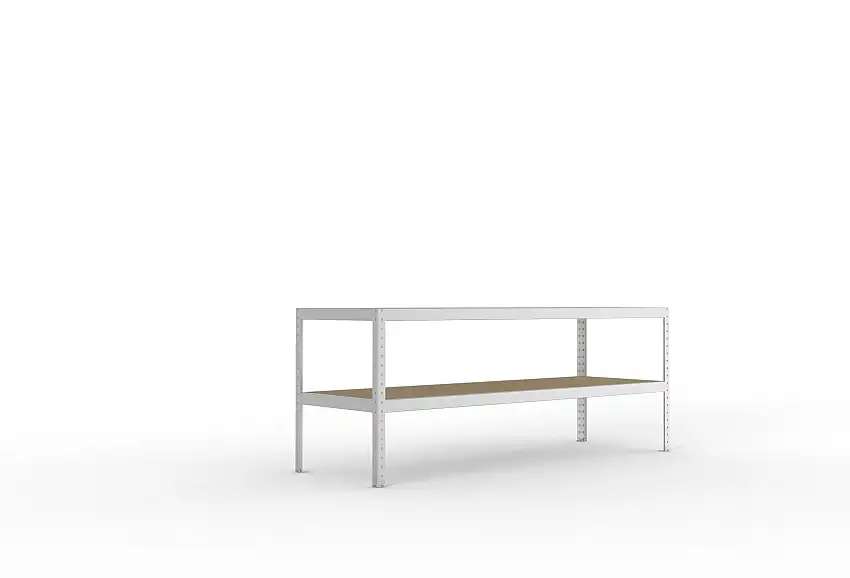 Meta Packtisch SPEED-RACK | HxBxT 97x250x80cm | 2 Ebenen | Fachlast 400kg | Beidseitig nutzbar | Verzinkt