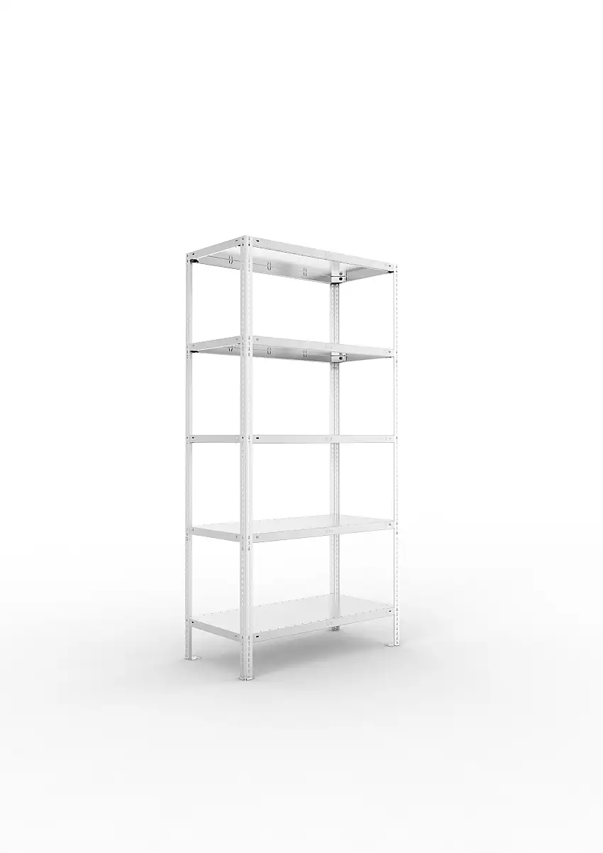 Meta Fachbodenregal Schraubsystem FIX | Grundregal | HxBxT 200x100x50cm | 5 Ebenen | Fachlast 150kg | Einseitig nutzbar | Verzinkt
