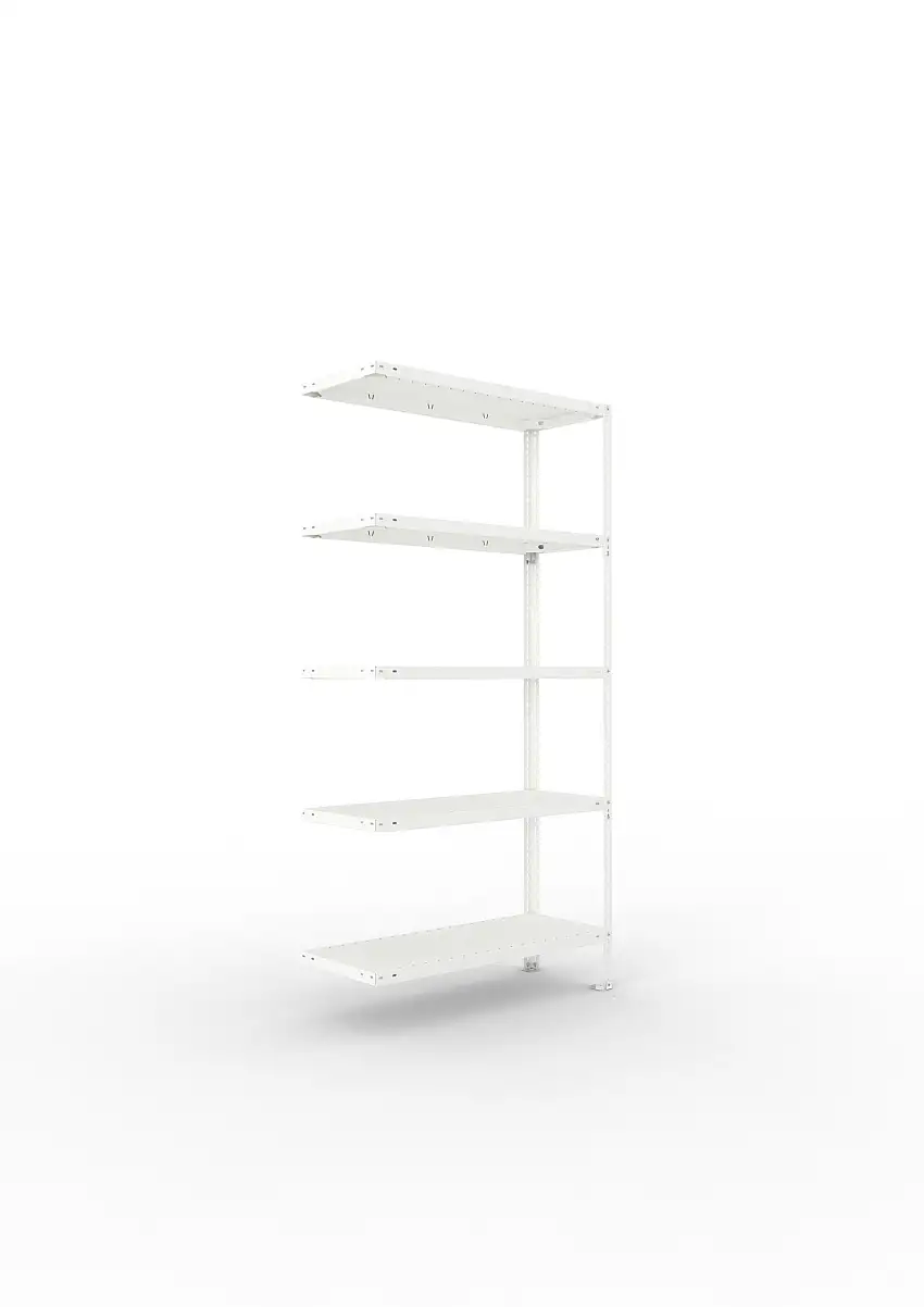 Meta Fachbodenregal Schraubsystem FIX | Anbauregal | HxBxT 200x100x40cm | 5 Ebenen | Fachlast 150kg | Einseitig nutzbar | Lichtgrau