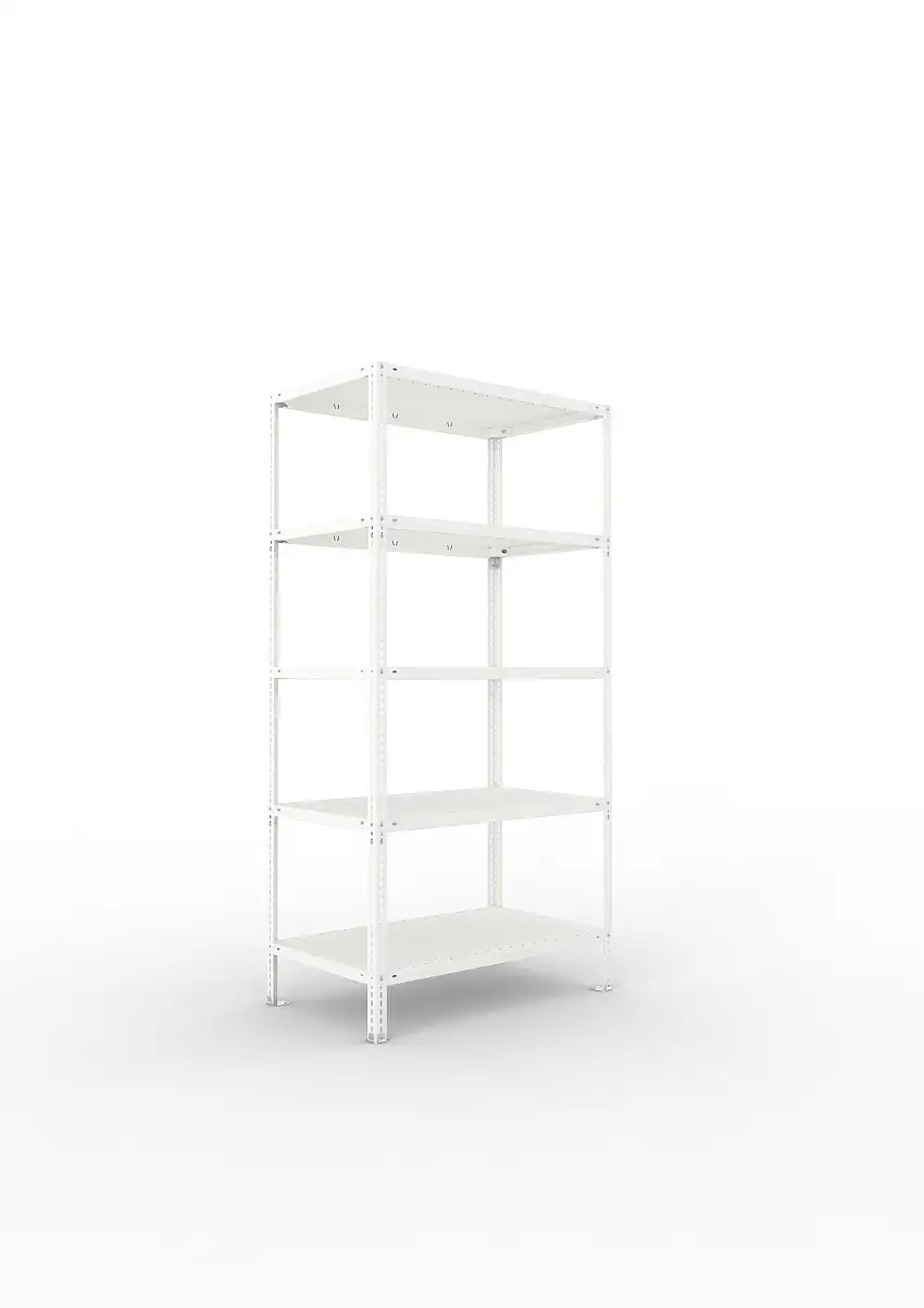 Meta Fachbodenregal Schraubsystem FIX | Grundregal | HxBxT 200x100x60cm | 5 Ebenen | Fachlast 150kg | Einseitig nutzbar | Lichtgrau