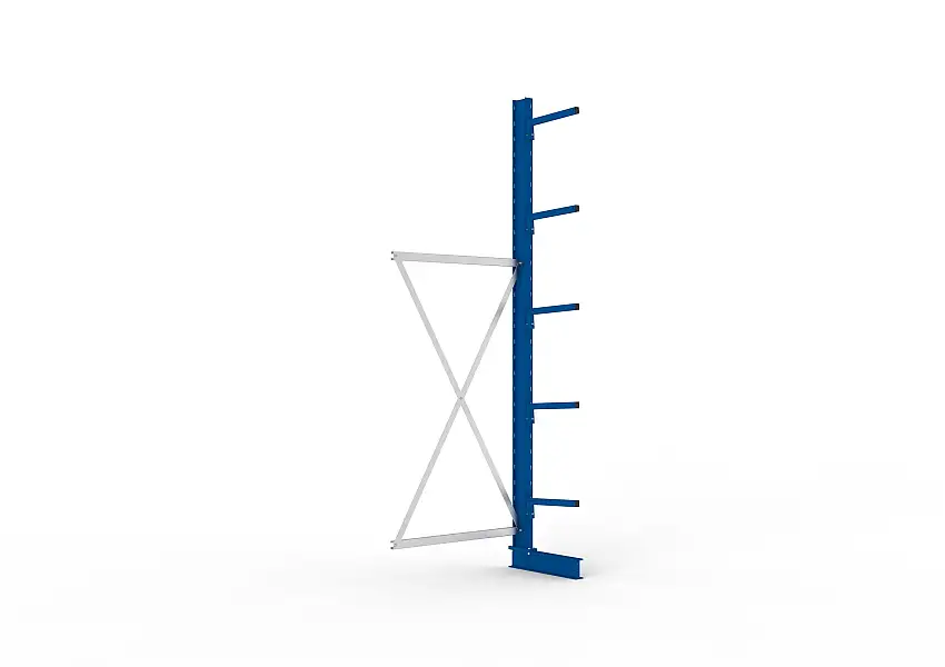 Meta Kragarmregal MULTISTRONG einseitig | Light-Duty | Anbauregal | HxBxT 300x100x40cm | 5 Ebenen | Fachlast 220kg | Blau