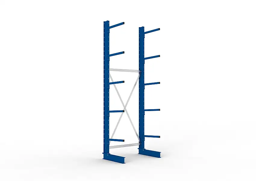 Meta Kragarmregal MULTISTRONG einseitig | Light-Duty | Grundregal | HxBxT 300x100x50cm | 5 Ebenen | Fachlast 175kg | Blau