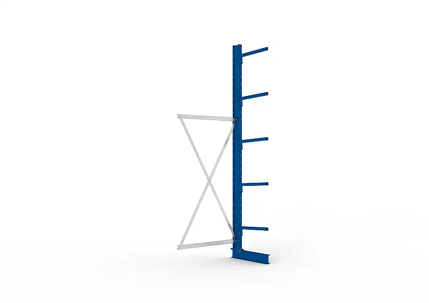 Meta Kragarmregal MULTISTRONG einseitig | Light-Duty | Anbauregal | HxBxT 300x100x50cm | 5 Ebenen | Fachlast 175kg | Blau