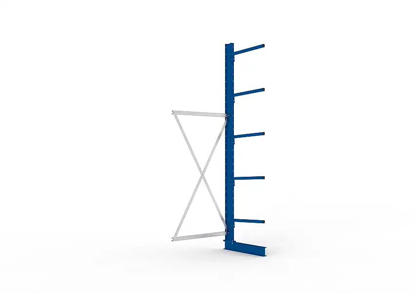 Meta Kragarmregal MULTISTRONG einseitig | Light-Duty | Anbauregal | HxBxT 300x100x60cm | 5 Ebenen | Fachlast 140kg | Blau