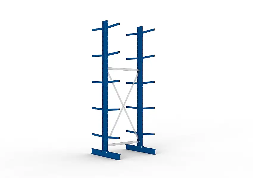 Meta Kragarmregal MULTISTRONG doppelseitig | Light-Duty | Grundregal | HxBxT 300x100x80cm | 5 Ebenen | Fachlast 220kg | Blau