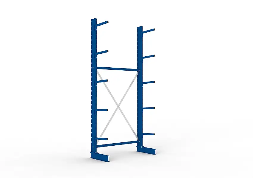 Meta Kragarmregal MULTISTRONG einseitig | Light-Duty | Grundregal | HxBxT 300x130x40cm | 5 Ebenen | Fachlast 220kg | Blau