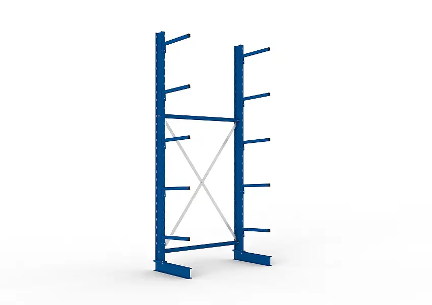 Meta Kragarmregal MULTISTRONG einseitig | Light-Duty | Grundregal | HxBxT 300x130x50cm | 5 Ebenen | Fachlast 175kg | Blau