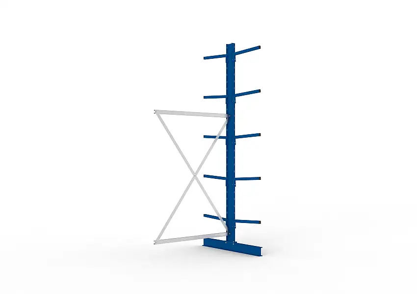 Meta Kragarmregal MULTISTRONG doppelseitig | Light-Duty | Anbauregal | HxBxT 300x130x100cm | 5 Ebenen | Fachlast 175kg | Blau