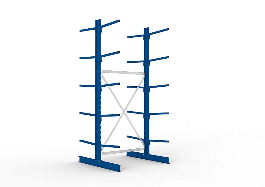 Meta Kragarmregal MULTISTRONG doppelseitig | Light-Duty | Grundregal | HxBxT 300x130x120cm | 5 Ebenen | Fachlast 140kg | Blau