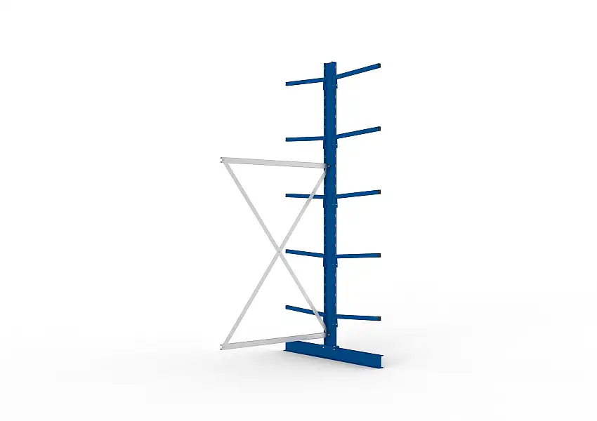 Meta Kragarmregal MULTISTRONG doppelseitig | Light-Duty | Anbauregal | HxBxT 300x130x120cm | 5 Ebenen | Fachlast 140kg | Blau