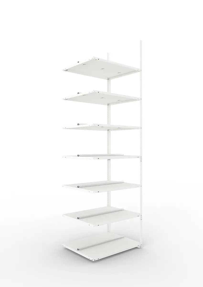 Meta Aktenregal Schraubsystem FIX | Anbauregal | HxBxT 250x75x60cm | 7 Ebenen | Fachlast 100kg | Beidseitig nutzbar | Lichtgrau