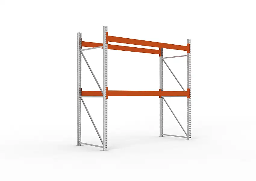Meta Palettenregal MULTIPAL | Heavy-Duty | Grundregal | HxBxT 270x270x110cm | 3 Ebenen | Fachlast 2970kg | Verzinkt/Orange