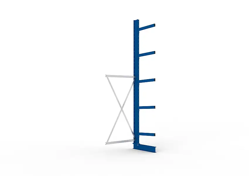 Meta Kragarmregal MULTISTRONG einseitig | Medium-Duty | Anbauregal | HxBxT 350x100x60cm | 5 Ebenen | Fachlast 355kg | Blau