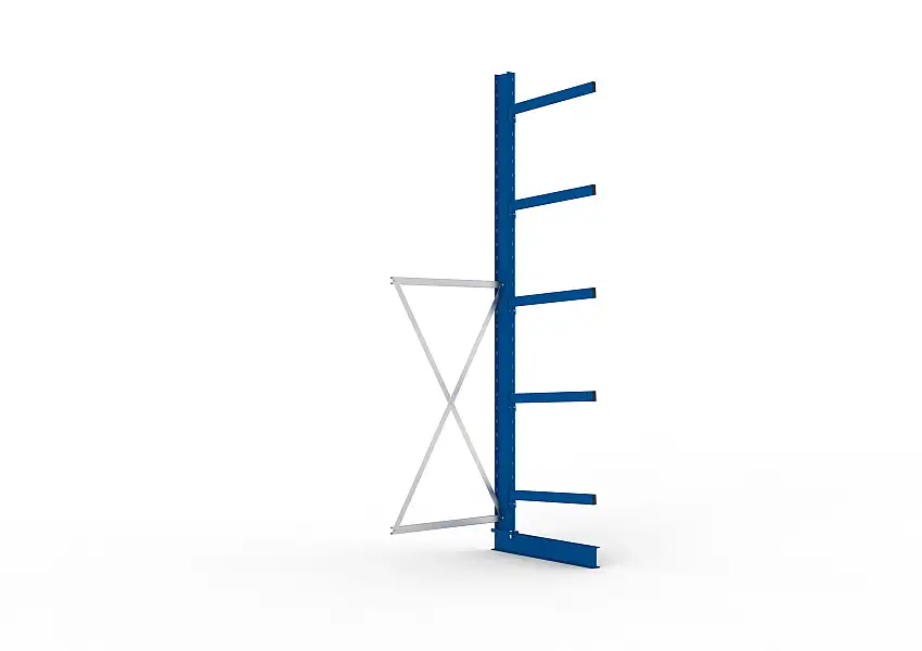 Meta Kragarmregal MULTISTRONG einseitig | Medium-Duty | Anbauregal | HxBxT 350x100x80cm | 5 Ebenen | Fachlast 250kg | Blau