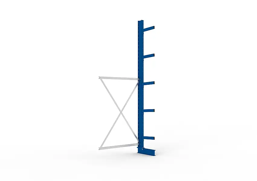 Meta Kragarmregal MULTISTRONG einseitig | Medium-Duty | Anbauregal | HxBxT 350x130x40cm | 5 Ebenen | Fachlast 535kg | Blau