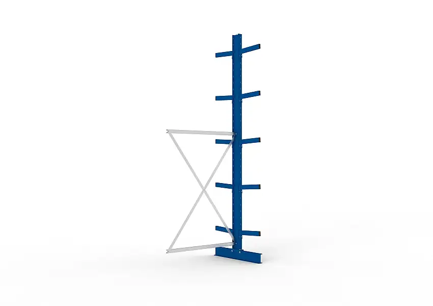 Meta Kragarmregal MULTISTRONG doppelseitig | Medium-Duty | Anbauregal | HxBxT 350x130x80cm | 5 Ebenen | Fachlast 535kg | Blau