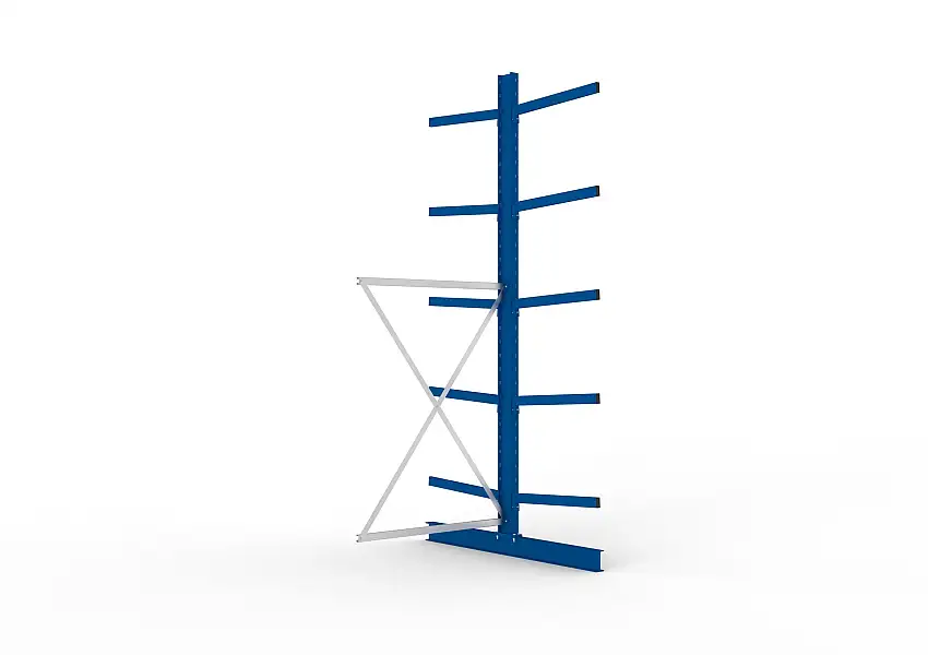 Meta Kragarmregal MULTISTRONG doppelseitig | Medium-Duty | Anbauregal | HxBxT 350x130x160cm | 5 Ebenen | Fachlast 250kg | Blau