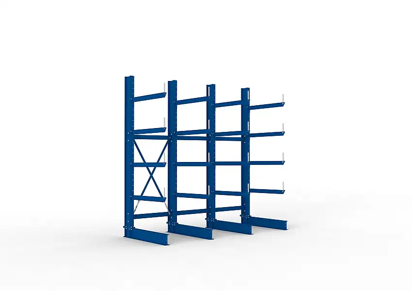 Meta Kragarmregal MULTISTRONG einseitig | Heavy-Duty | HxBxT 300x300x100cm | 5 Ebenen | Fachlast 505kg | Blau