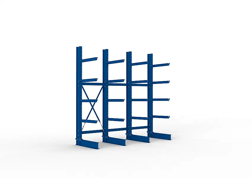 Meta Kragarmregal MULTISTRONG einseitig | Heavy-Duty | HxBxT 300x300x80cm | 5 Ebenen | Fachlast 630kg | Blau