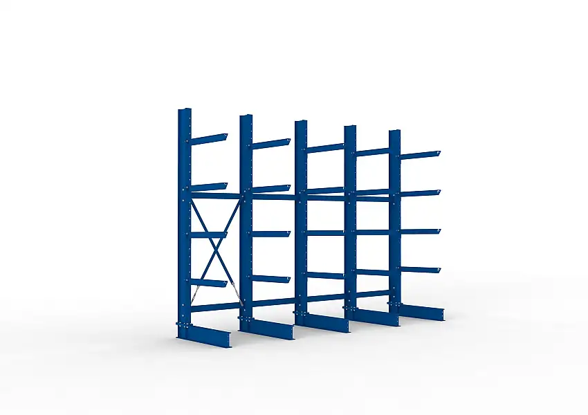 Meta Kragarmregal MULTISTRONG einseitig | Heavy-Duty | HxBxT 300x400x80cm | 5 Ebenen | Fachlast 630kg | Blau