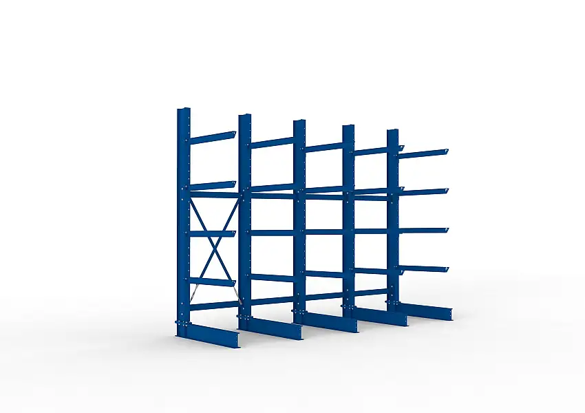 Meta Kragarmregal MULTISTRONG einseitig | Heavy-Duty | HxBxT 300x400x100cm | 5 Ebenen | Fachlast 505kg | Blau