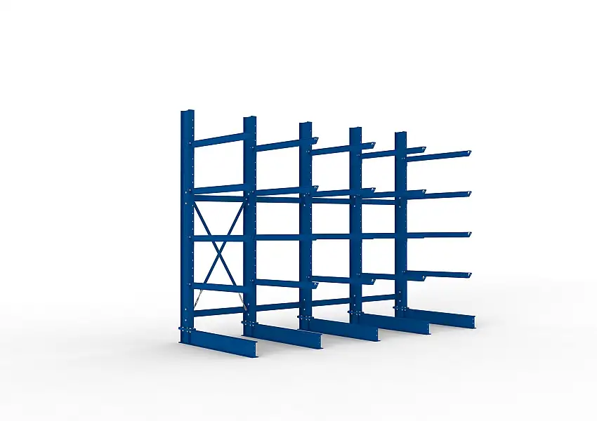 Meta Kragarmregal MULTISTRONG einseitig | Heavy-Duty | HxBxT 300x400x125cm | 5 Ebenen | Fachlast 400kg | Blau