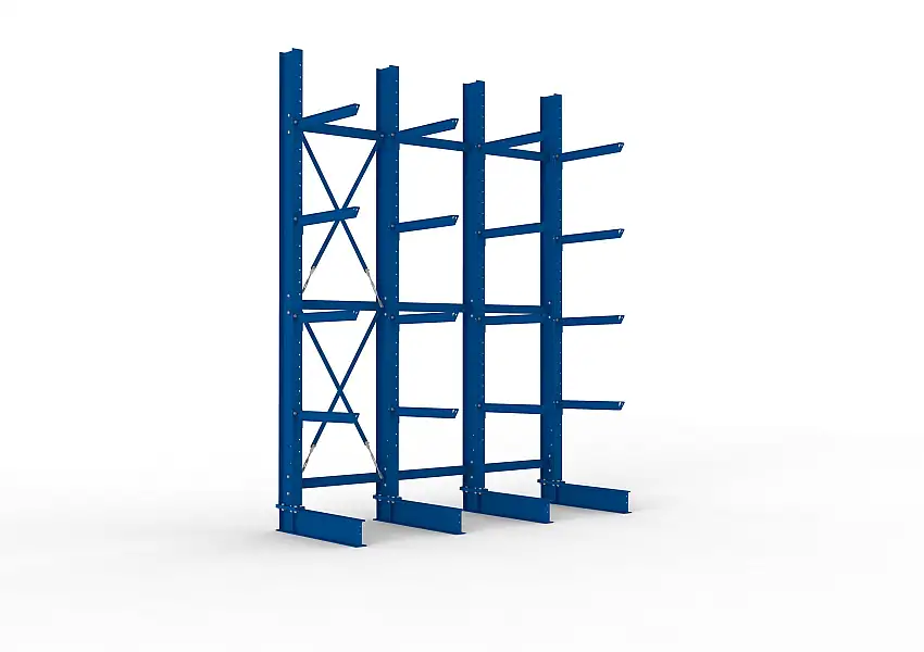 Meta Kragarmregal MULTISTRONG einseitig | Heavy-Duty | HxBxT 400x300x80cm | 5 Ebenen | Fachlast 2520kg | Blau