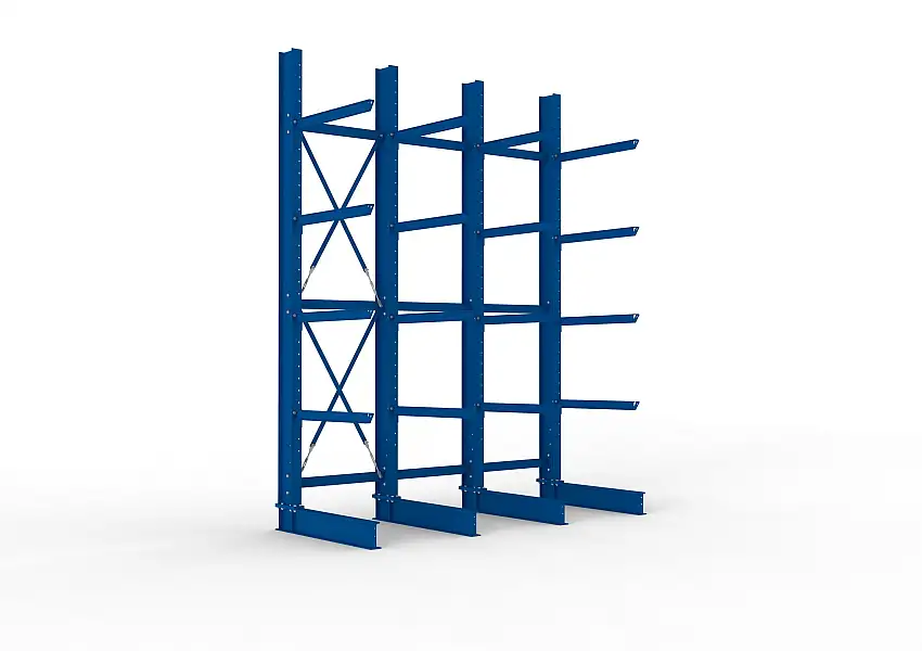 Meta Kragarmregal MULTISTRONG einseitig | Heavy-Duty | HxBxT 400x300x100cm | 5 Ebenen | Fachlast 2020kg | Blau