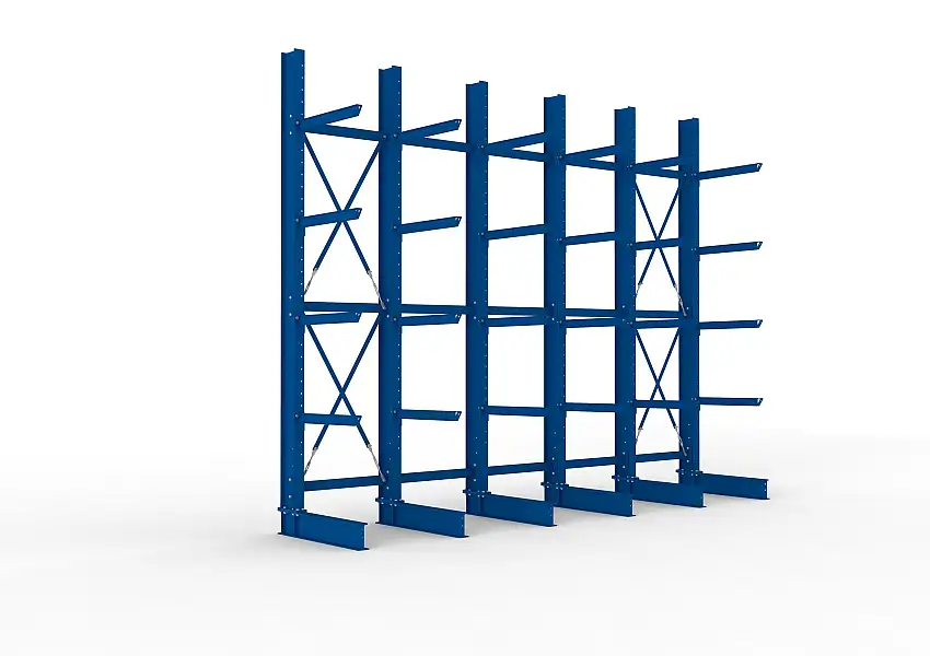 Meta Kragarmregal MULTISTRONG einseitig | Heavy-Duty | HxBxT 400x500x80cm | 5 Ebenen | Fachlast 3780kg | Blau