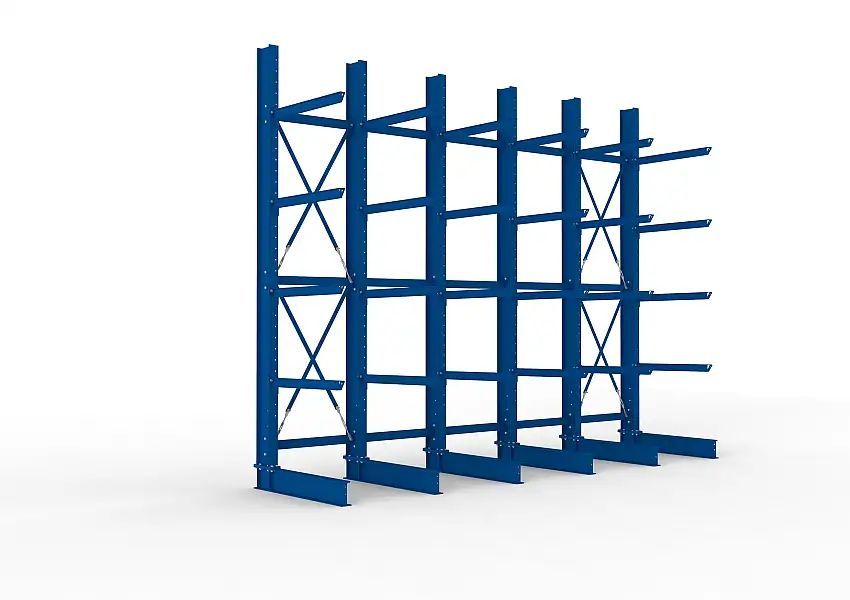 Meta Kragarmregal MULTISTRONG einseitig | Heavy-Duty | HxBxT 400x500x100cm | 5 Ebenen | Fachlast 3030kg | Blau