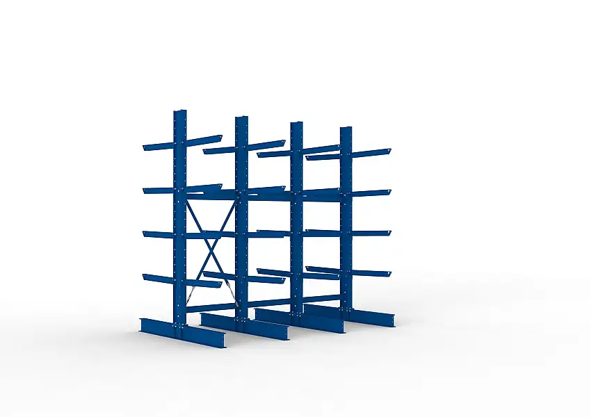 Meta Kragarmregal MULTISTRONG doppelseitig | Heavy-Duty | HxBxT 300x300x80cm | 5 Ebenen | Fachlast 2520kg | Blau