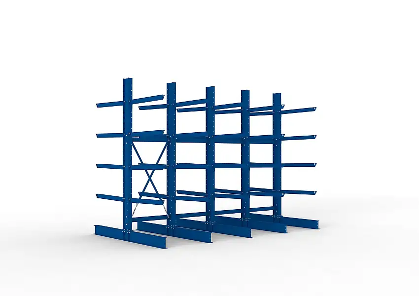 Meta Kragarmregal MULTISTRONG doppelseitig | Heavy-Duty | HxBxT 300x400x100cm | 5 Ebenen | Fachlast 2525kg | Blau