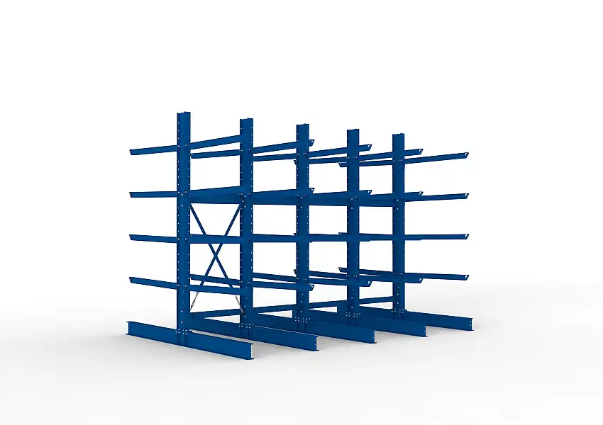 Meta Kragarmregal MULTISTRONG doppelseitig | Heavy-Duty | HxBxT 300x400x125cm | 5 Ebenen | Fachlast 2000kg | Blau