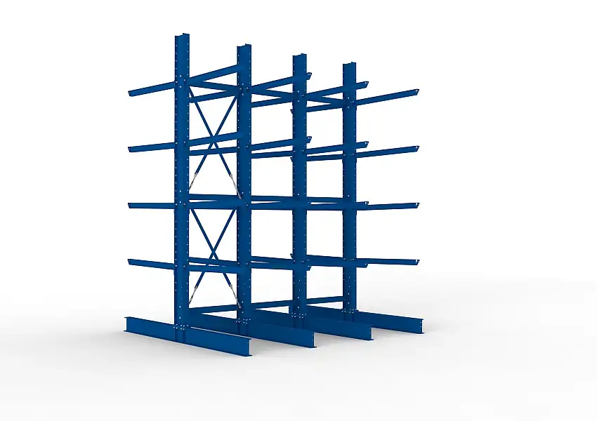 Meta Kragarmregal MULTISTRONG doppelseitig | Heavy-Duty | HxBxT 400x300x125cm | 5 Ebenen | Fachlast 1600kg | Blau