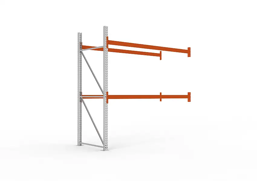 Meta Palettenregal MULTIPAL | Light-Duty | Anbauregal | HxBxT 270x270x110cm | 3 Ebenen | Fachlast 1550kg | Verzinkt/Orange