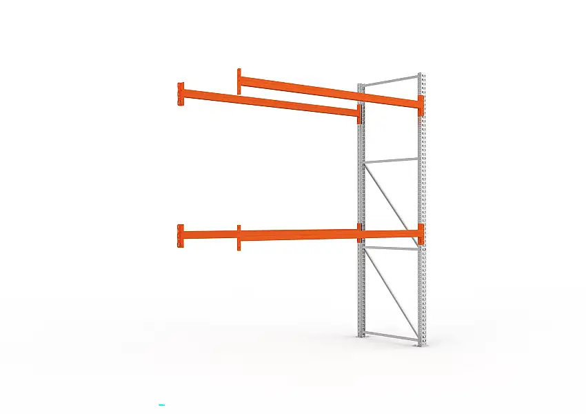 Meta Palettenregal MULTIPAL | Light-Duty | Anbauregal | HxBxT 330x270x110cm | 3 Ebenen | Fachlast 1550kg | Verzinkt/Orange