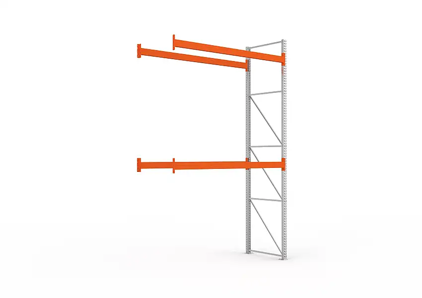 Meta Palettenregal MULTIPAL | Heavy-Duty | Anbauregal | HxBxT 440x270x110cm | 3 Ebenen | Fachlast 2940kg | Verzinkt/Orange