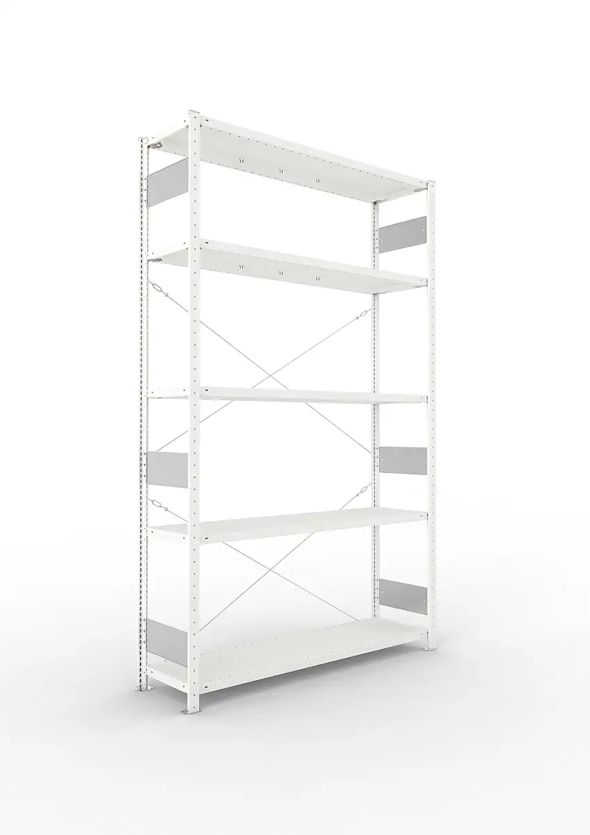 Meta Fachbodenregal Stecksystem S3 CLIP | Grundregal | HxBxT 250x150x40cm | 5 Ebenen | Fachlast 200kg | Einseitig nutzbar | Lichtgrau