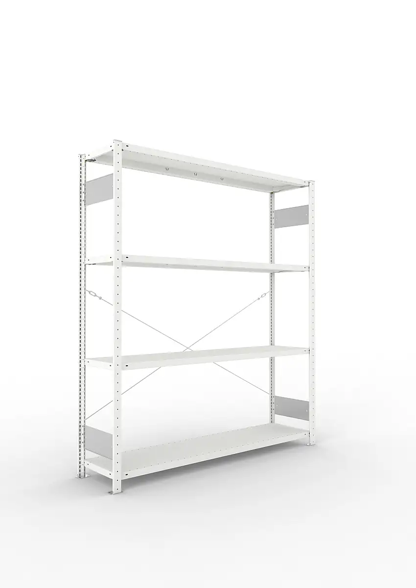 Meta Fachbodenregal Stecksystem S3 CLIP | Grundregal | HxBxT 200x170x40cm | 4 Ebenen | Fachlast 200kg | Einseitig nutzbar | Lichtgrau