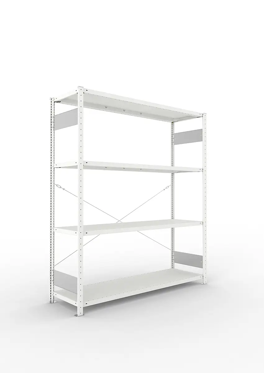 Meta Fachbodenregal Stecksystem S3 CLIP | Grundregal | HxBxT 200x170x50cm | 4 Ebenen | Fachlast 200kg | Einseitig nutzbar | Lichtgrau
